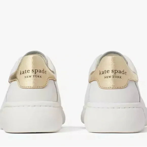 NWT KATE SPADE LIFT OPTIC WHITE WITH GOLD SNEAKER SIZE 7.5 - Picture 5 of 12